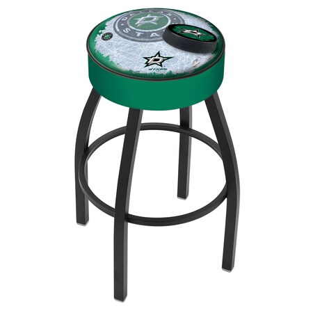 Holland Bar Stool Co 30" 4" Dallas Stars Cushion Seat, Blk Wrinkle Base Swivel Bar Stool L8B130DalSta-D2